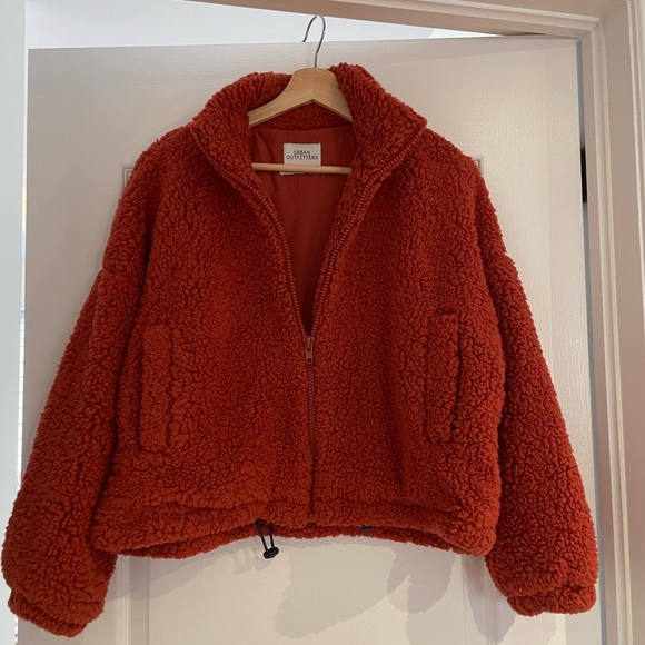 Burnt orange zip up teddy jacket, excellent quality only worn 1x - Picture 1 of 2